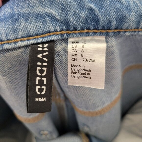 Divided H&M High Waist Carpenter Jeans Straight Leg Blue women's 8 - Picture 5 of 6